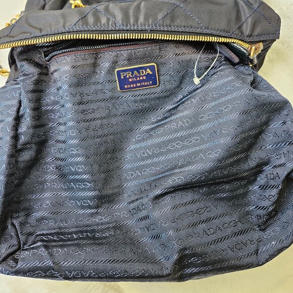 Authentic Prada Tessuto Catena Nylon Quilted Chain Shoulder Bag in Black - Picture 16 of 17